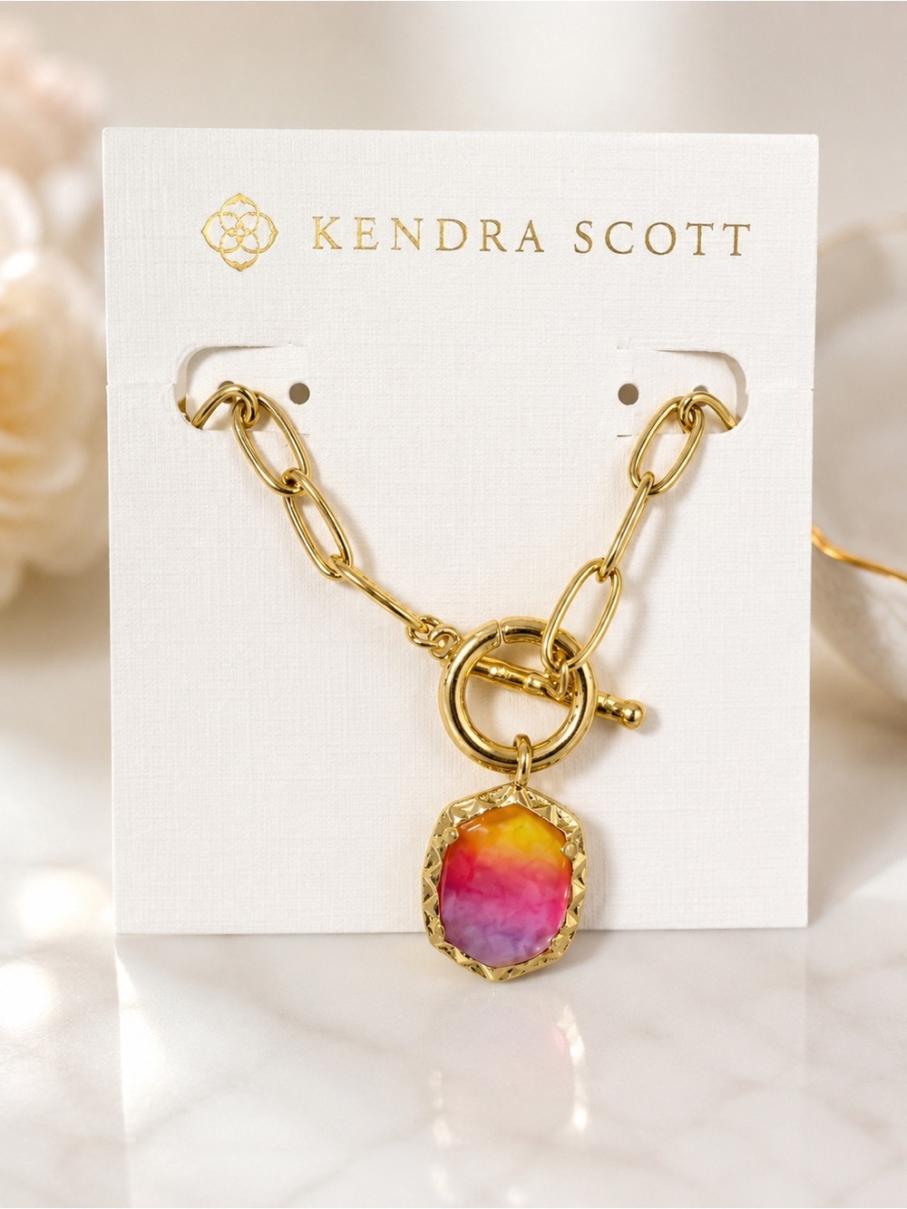 Kendra Scott Gold-Tone Toggle Charm Bracelet - Sunset Ombré Stone